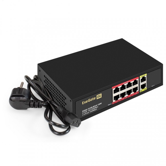 Коммутатор неуправляемый EXEGATE EDGS-1010D.8POE-120W EX299023RUS